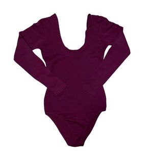 Vintage Danskin Burgundy Long Sleeve Dance Bodysuit